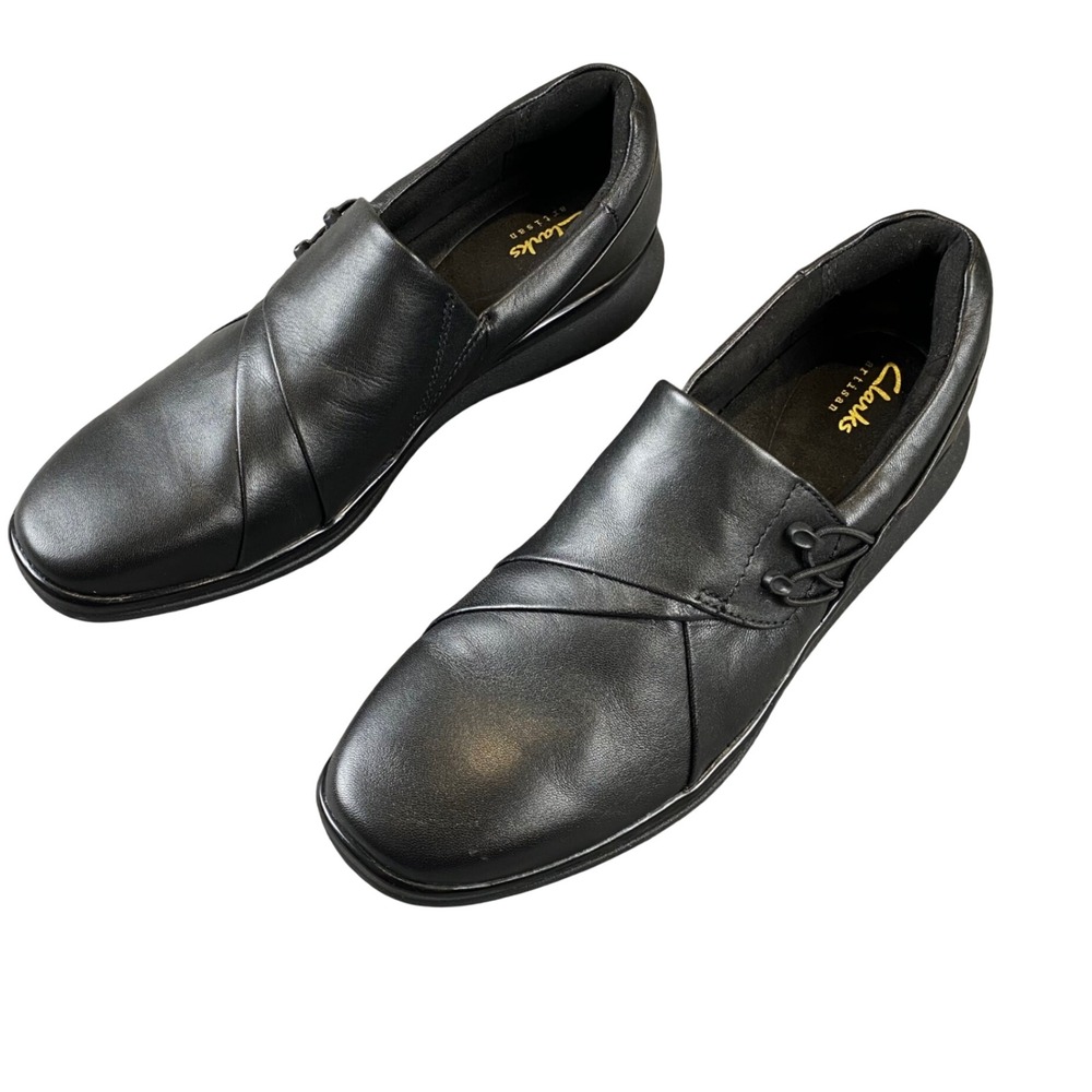 Clarks Artisan Lynell Slip Womens 8 N Black Leather Comfort Shoes 26182971